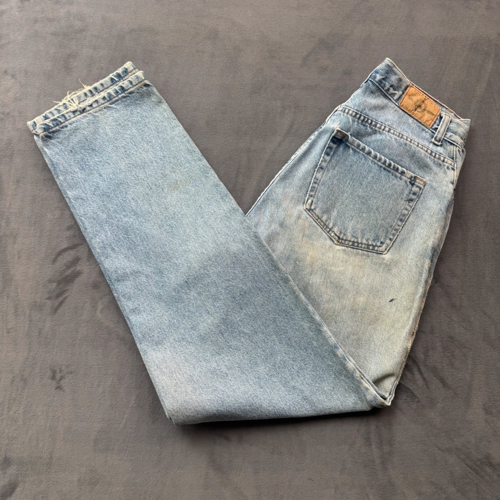 Eddie Bauer Loose Fit Light Wash Denim Jeans Vintage Cotton Size 10 Distressed